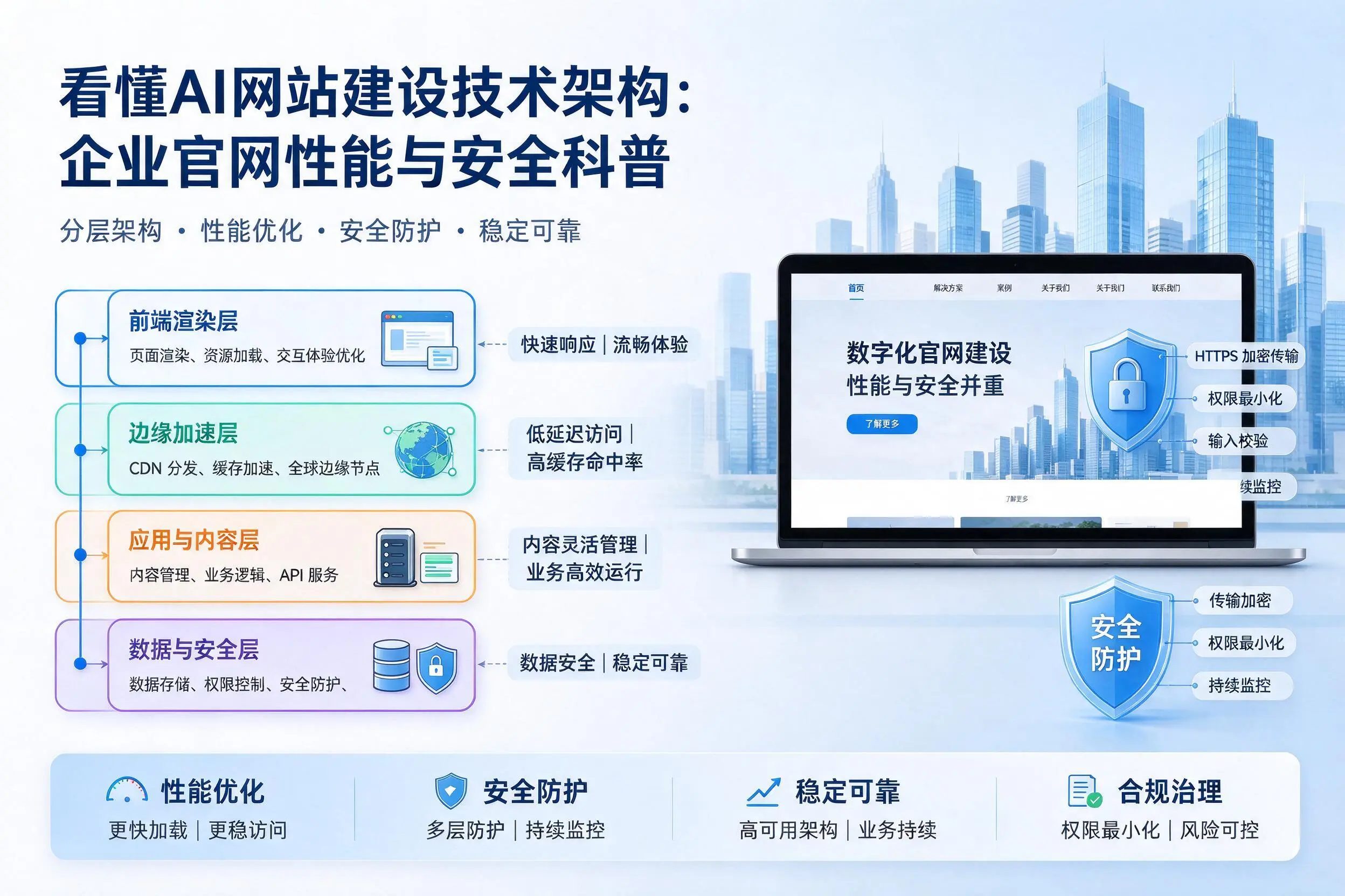看懂AI网站建设技术架构:柳州企业官网性能与安全科普