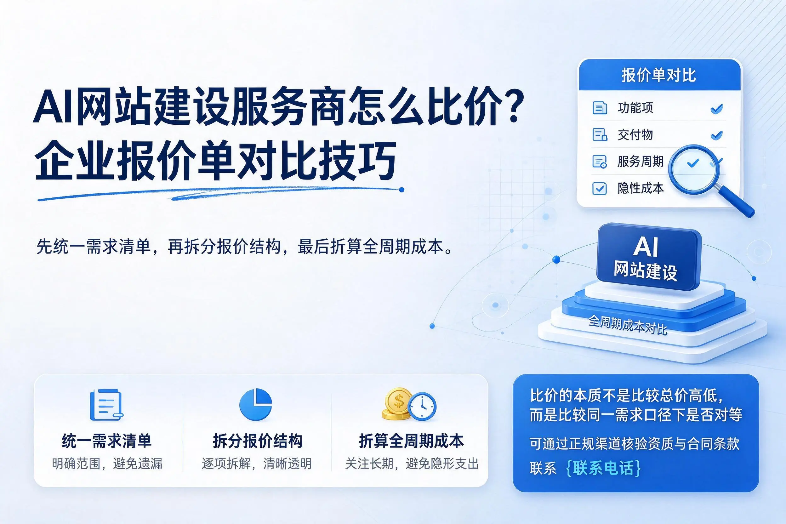 AI网站建设服务商怎么比价?柳州企业报价单对比技巧