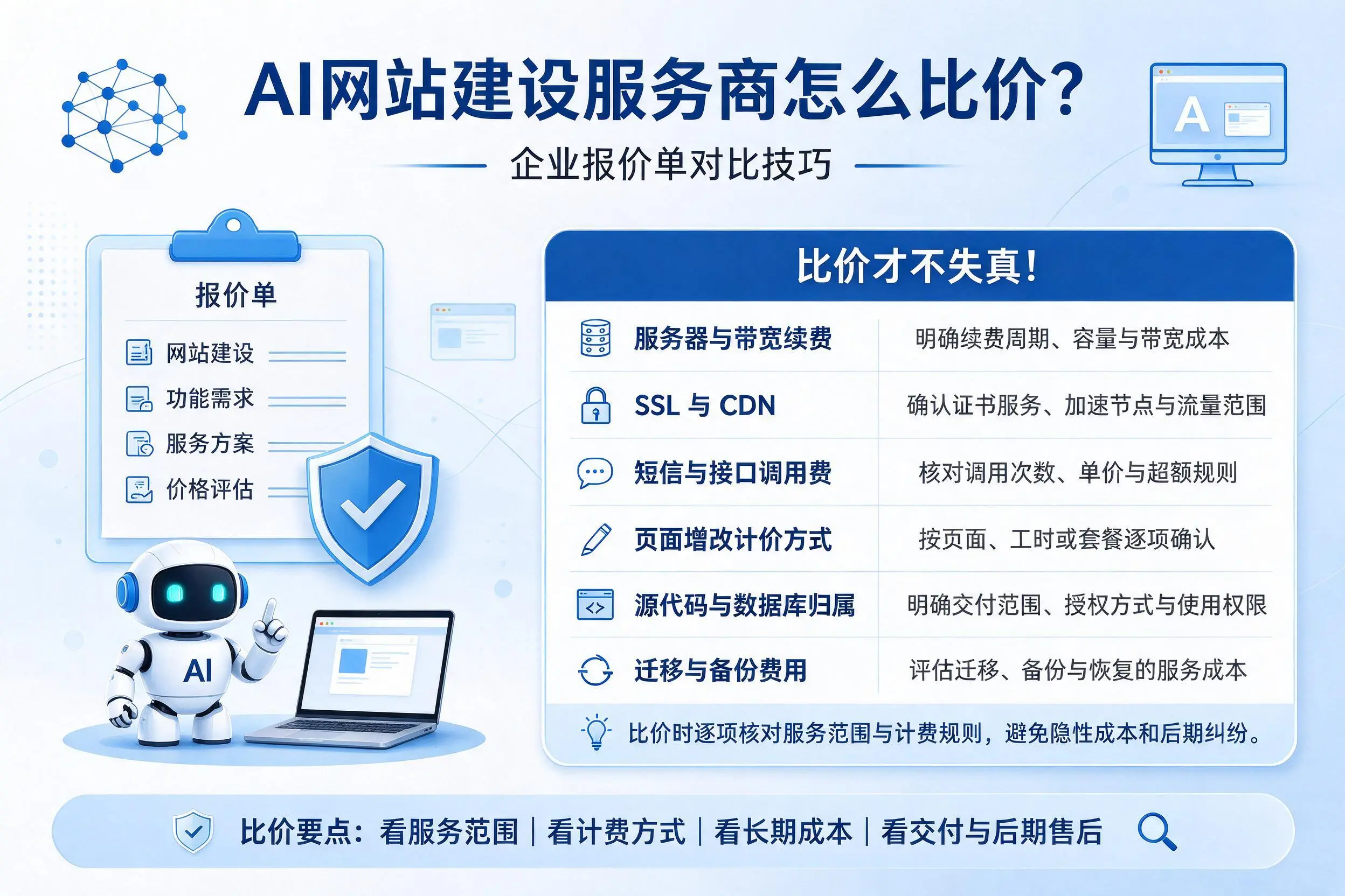 AI网站建设服务商怎么比价?柳州企业报价单对比技巧