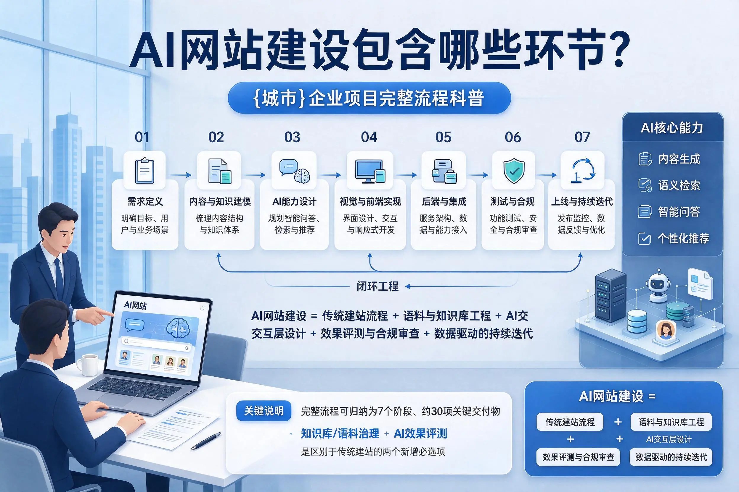 AI网站建设包含哪些环节？柳州企业项目完整流程科普